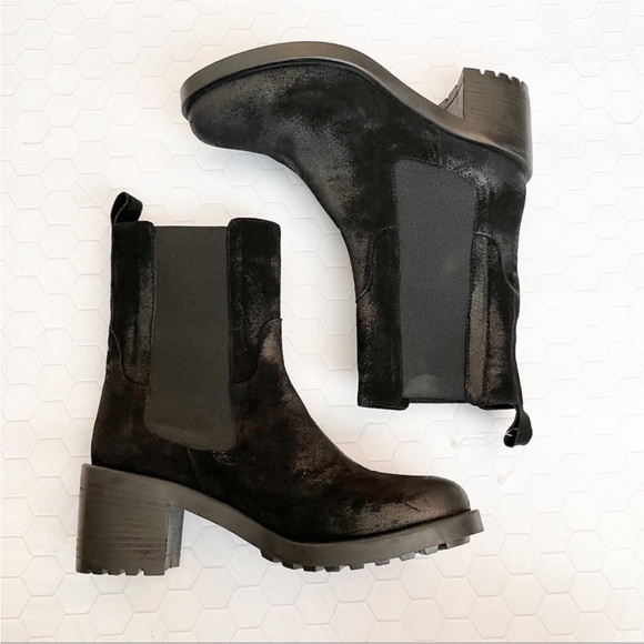 EMANUELE CRASTO Black Suede Leather Chelsea Lug Sole Boots EU 39=8.5-9 - Picture 2 of 14